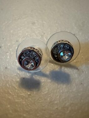 Brighton sterling silver and crystal stud earrings with bag